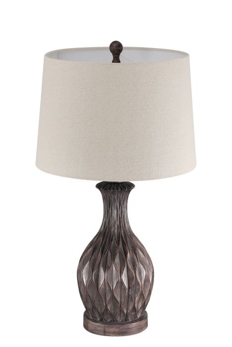 1 Light Resin Base Table Lamp in Carved Painted Brown