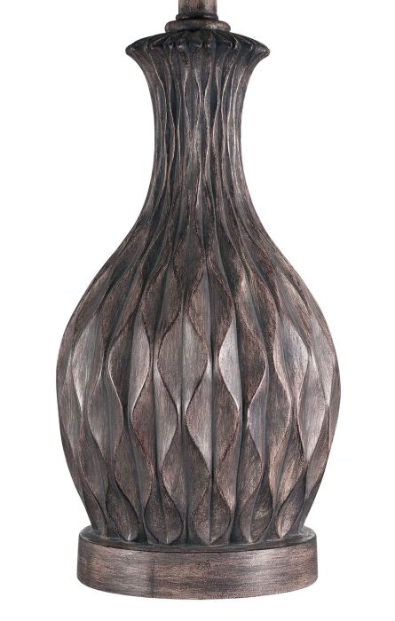 1 Light Resin Base Table Lamp in Carved Painted Brown