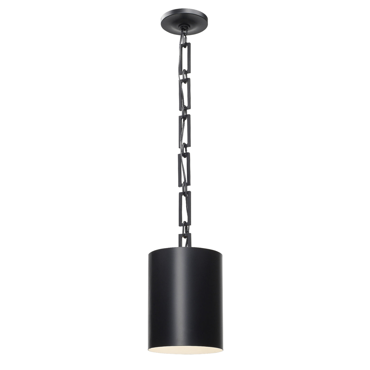 Brian Patrick Flynn Alston 1 Light Matte Black + White Mini Pendant Pendant Crystorama