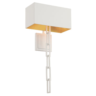 Brian Patrick Flynn Alston 2 Light Matte White + Antique Gold Sconce Wall Sconce Crystorama