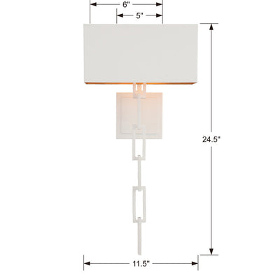 Brian Patrick Flynn Alston 2 Light Matte White + Antique Gold Sconce Wall Sconce Crystorama