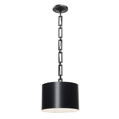 Brian Patrick Flynn Alston 1 Light Matte Black + White Mini Pendant Pendant Crystorama