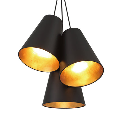 Brian Patrick Flynn Alston 3 Light Matte Black + Antique Gold Pendant Pendant Crystorama