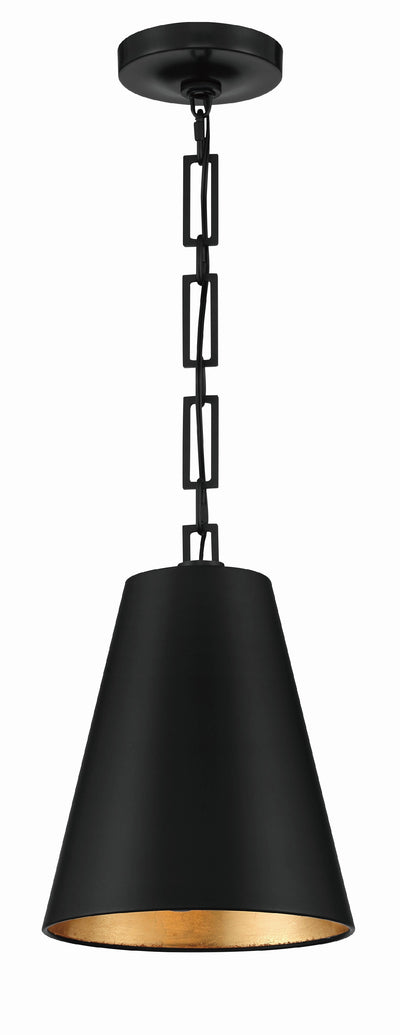 Brian Patrick Flynn Alston 2 Light Matte Black + Antique Gold Mini Pendant Pendant Crystorama