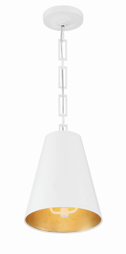 Brian Patrick Flynn Alston 2 Light Matte White + Antique Gold Mini Pendant Pendant Crystorama