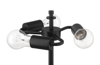 ##Antique Hardware## 3 Light Table Lamp in Flat Black