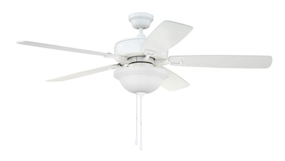 52" Twist N Click in White w/ White/Washed Oak Blades Ceiling Fan CRAFTMADE