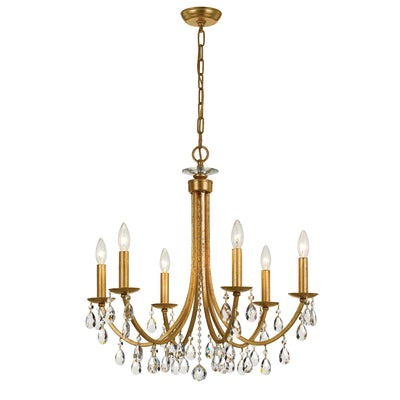 Bridgehampton 6 Light Hand Cut Crystal Antique Gold Chandelier Chandelier Crystorama