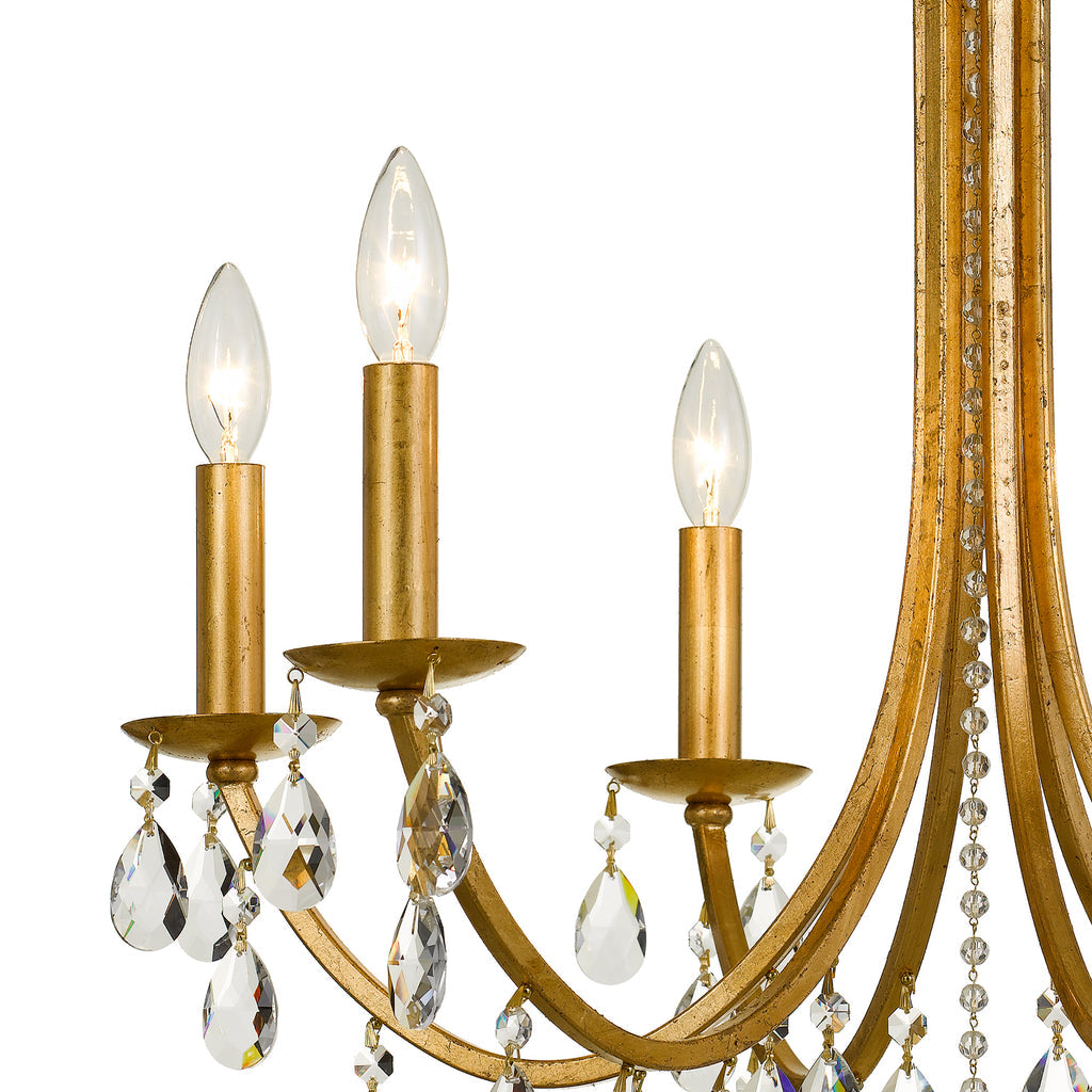 Bridgehampton 6 Light Hand Cut Crystal Antique Gold Chandelier Chandelier Crystorama