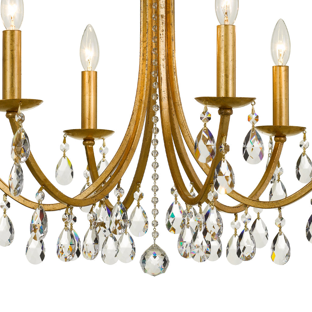 Bridgehampton 6 Light Hand Cut Crystal Antique Gold Chandelier Chandelier Crystorama