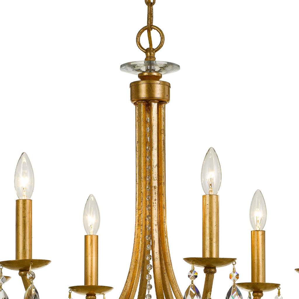 Bridgehampton 6 Light Hand Cut Crystal Antique Gold Chandelier Chandelier Crystorama