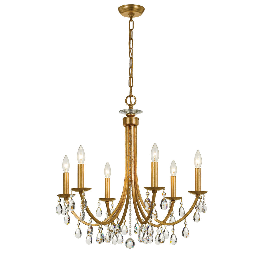 Bridgehampton 6 Light Swarovski Strass Crystal Antique Gold Chandelier Chandelier Crystorama