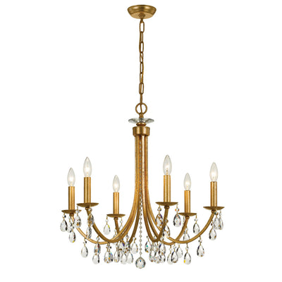 Bridgehampton 6 Light Swarovski Strass Crystal Antique Gold Chandelier Chandelier Crystorama