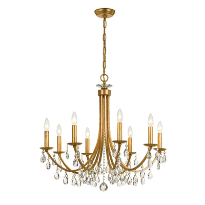 Bridgehampton 8 Light Hand Cut Crystal Antique Gold Chandelier Chandelier Crystorama