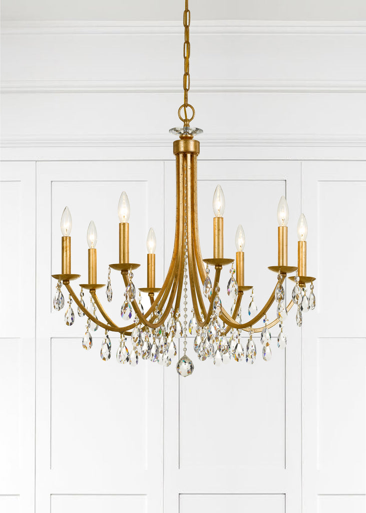 Bridgehampton 8 Light Hand Cut Crystal Antique Gold Chandelier Chandelier Crystorama