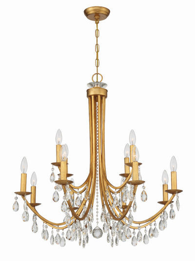 Bridgehampton 12 Light Hand Cut Crystal Antique Gold Chandelier Chandelier Crystorama