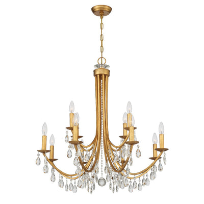 Bridgehampton 12 Light Spectra Crystal Antique Gold Chandelier Chandelier Crystorama