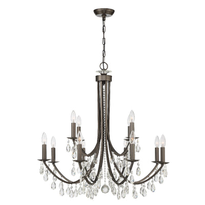 Bridgehampton 12 Light Hand Cut Crystal Vibrant Bronze Chandelier Chandelier Crystorama