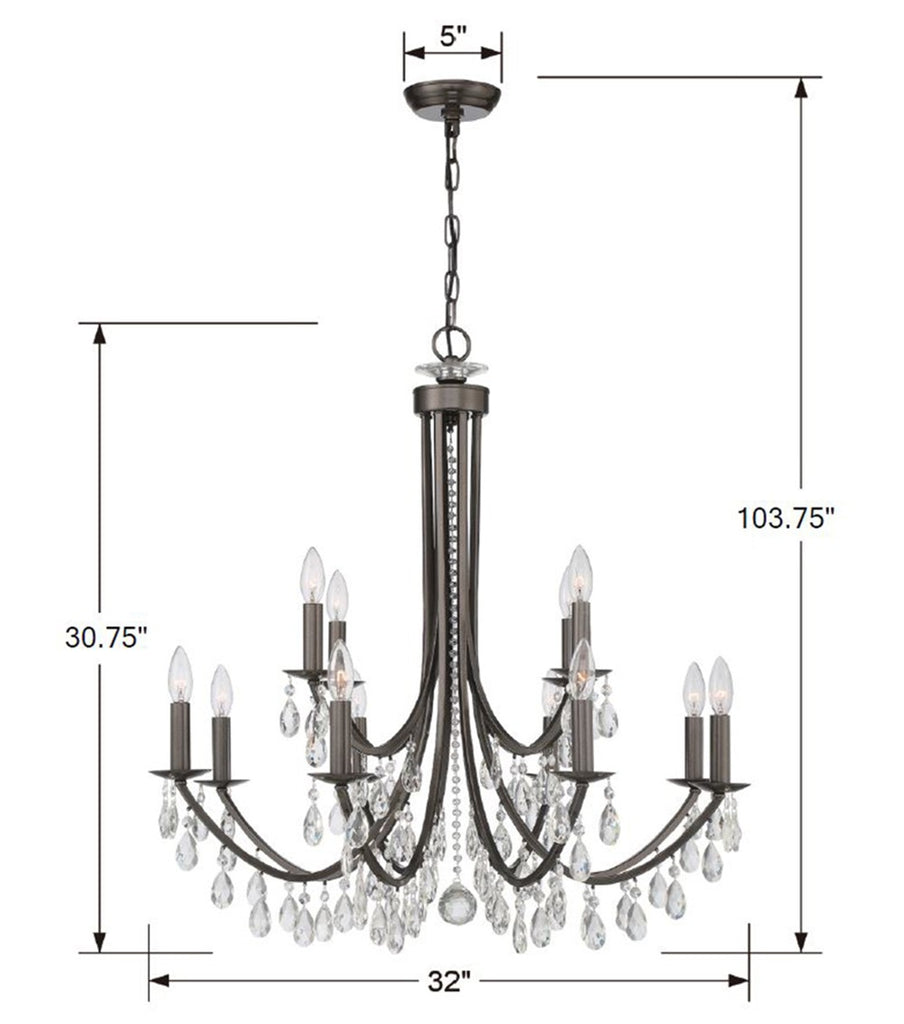 Bridgehampton 12 Light Swarovski Strass Crystal Vibrant Bronze Chandelier Chandelier Crystorama