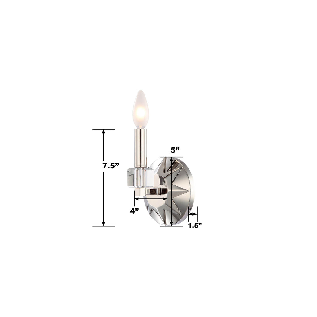 Carson 1 Light Polished Nickel Sconce Wall Sconce Crystorama