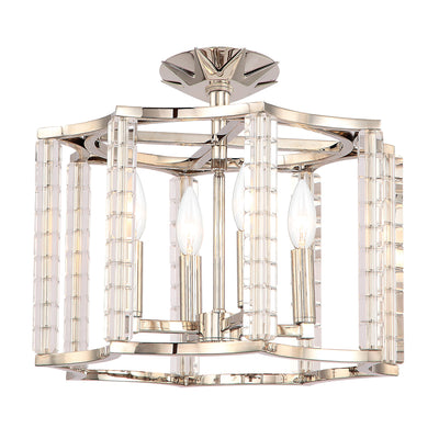 Carson 4 Light Polished Nickel Convertible Semi Flush Mount Semi Flush Crystorama