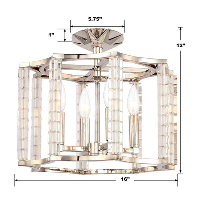 Carson 4 Light Polished Nickel Convertible Semi Flush Mount Semi Flush Crystorama