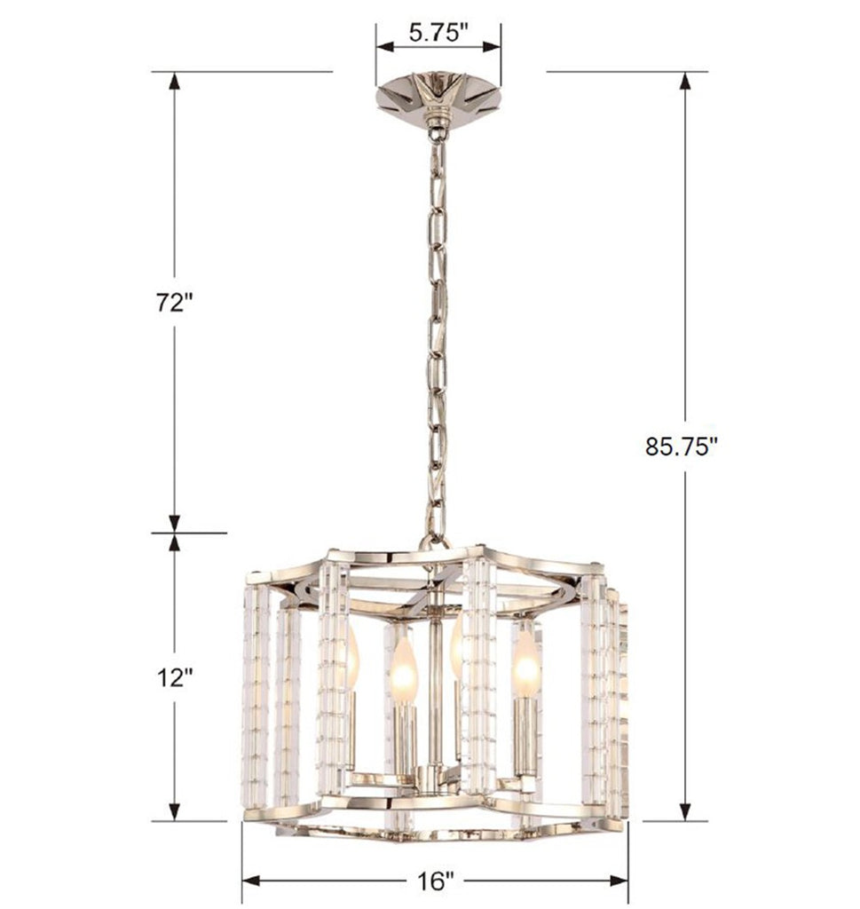 Carson 4 Light Polished Nickel Mini Chandelier Chandelier Crystorama