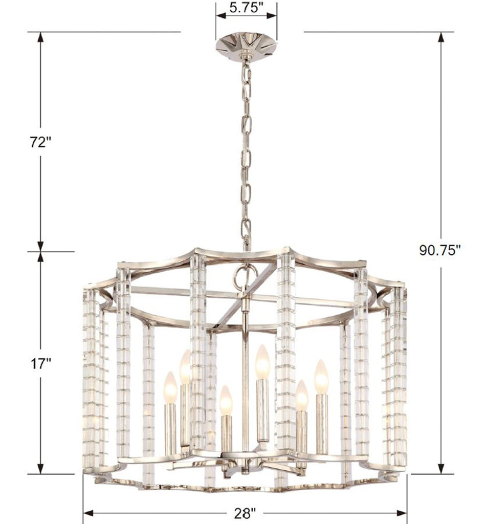 Carson 6 Light Polished Nickel Chandelier Chandelier Crystorama