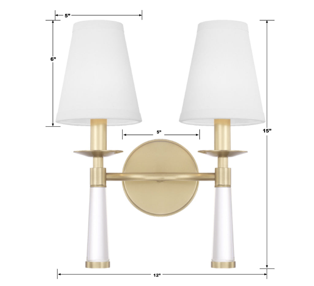 Baxter 2 Light Aged Brass Sconce Wall Sconce Crystorama