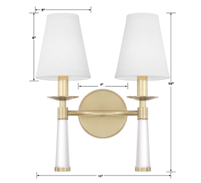 Baxter 2 Light Aged Brass Sconce Wall Sconce Crystorama