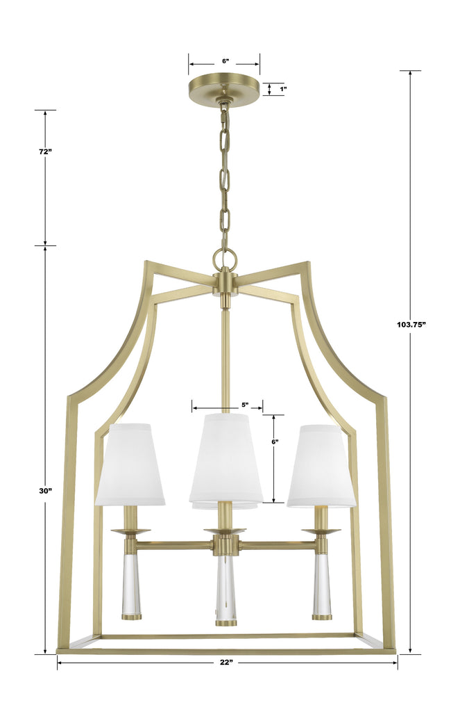 Baxter 4 Light Aged Brass Chandelier Chandelier Crystorama