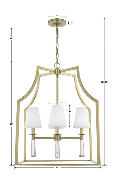 Baxter 4 Light Aged Brass Chandelier Chandelier Crystorama