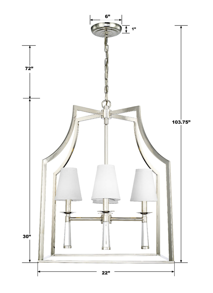 Baxter 4 Light Polished Nickel Chandelier Chandelier Crystorama