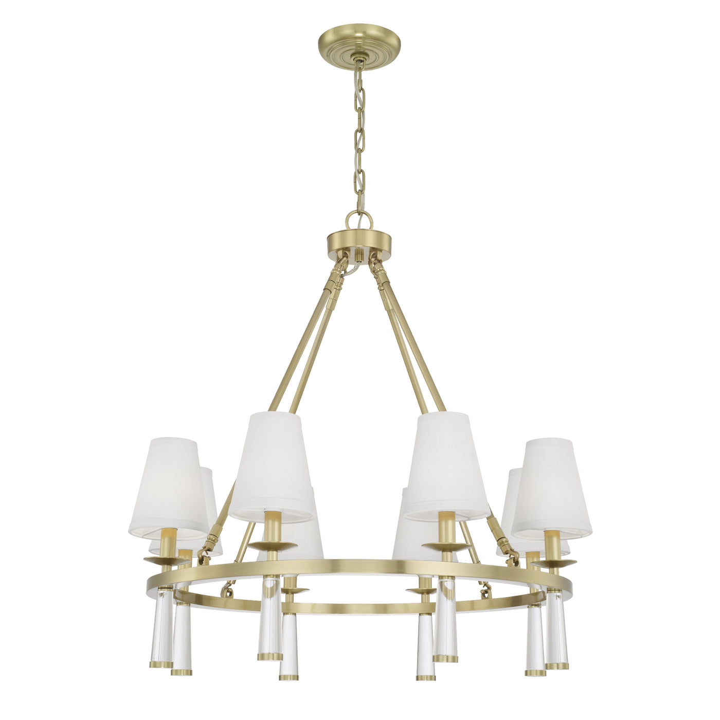 Baxter 8 Light Antique Aged Brass Chandelier Chandelier Crystorama