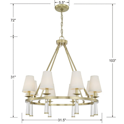 Baxter 8 Light Antique Aged Brass Chandelier Chandelier Crystorama