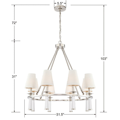 Baxter 8 Light Polished Nickel Chandelier Chandelier Crystorama