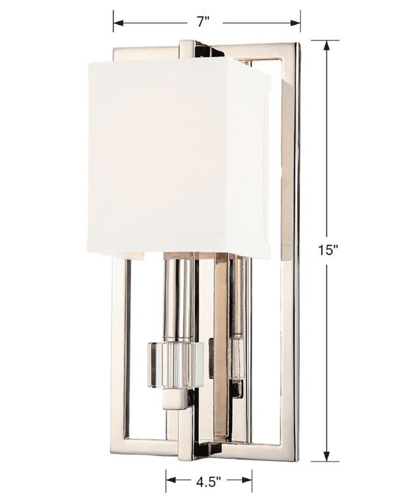 Dixon 1 Light Polished Nickel Sconce Wall Sconce Crystorama