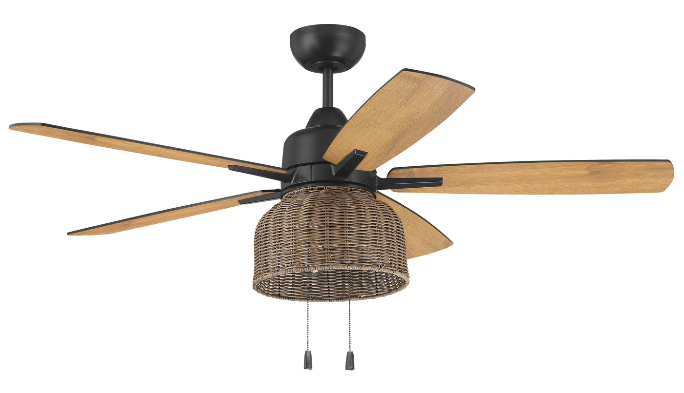 52" Woven in Flat Black  w/ Flat Black/Pecan Blades Ceiling Fan CRAFTMADE