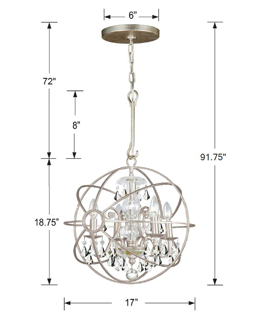 Solaris 4 Light Olde Silver Mini Chandelier Chandelier Crystorama