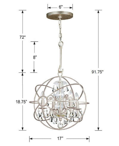 Solaris 4 Light Olde Silver Mini Chandelier Chandelier Crystorama