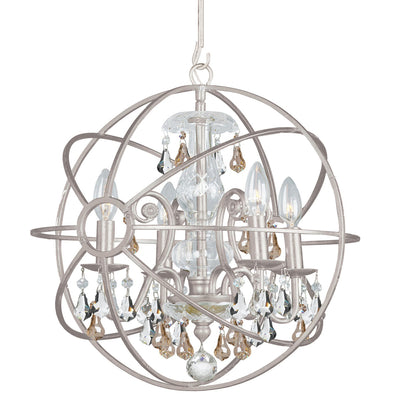 Solaris 4 Light Golden Shadow Crystal Olde Silver Mini Chandelier Chandelier Crystorama