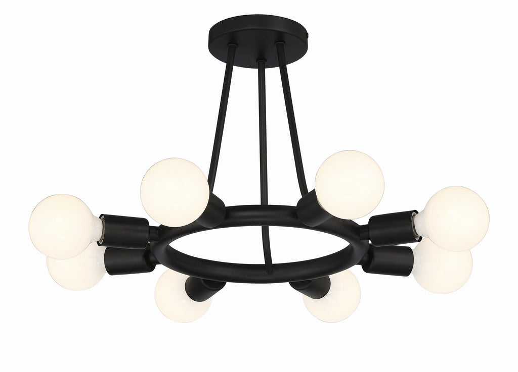 Dakota 8 Light Black Semi Flush Mount Semi Flush Crystorama