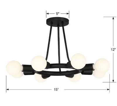 Dakota 8 Light Black Semi Flush Mount Semi Flush Crystorama