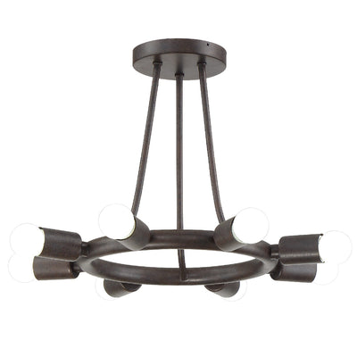 Dakota 8 Light Charcoal Bronze Semi Flush Mount Semi Flush Crystorama