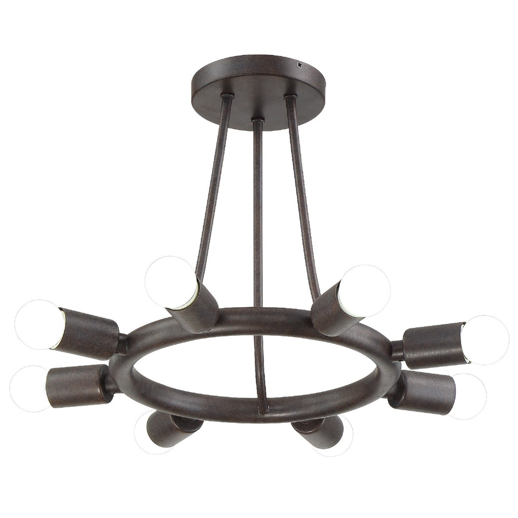 Dakota 8 Light Charcoal Bronze Semi Flush Mount Semi Flush Crystorama