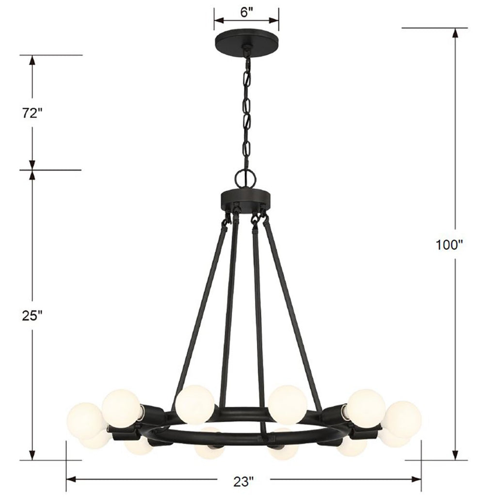 Dakota 12 Light Black Chandelier Chandelier Crystorama