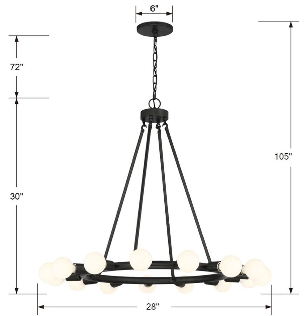 Dakota 15 Light Black Chandelier Chandelier Crystorama