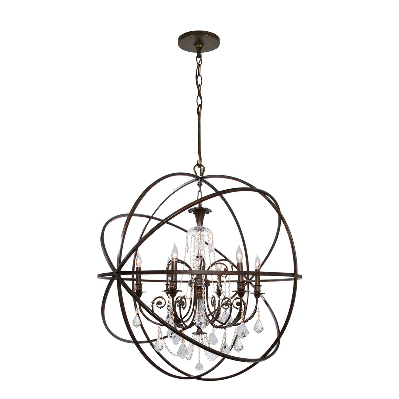 Solaris 6 Light English Bronze Chandelier Chandelier Crystorama