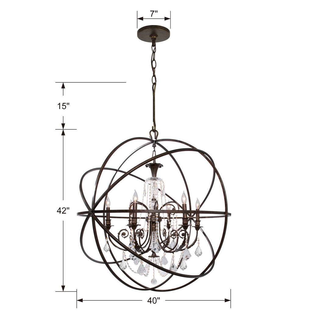 Solaris 6 Light English Bronze Chandelier Chandelier Crystorama