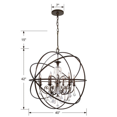 Solaris 6 Light English Bronze Chandelier Chandelier Crystorama